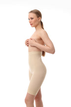 TAFUER high-waist shapewear dames - zijaanzicht slanker silhouet beige