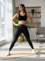 TAFUER high waist black sports leggings with a shaping effect, made from breathable fabric for fitness and comfort.