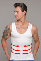 TAFUER Webwinkel men's white seamless compression tank top for a slimmer silhouette. Made of polyamide and elastane.